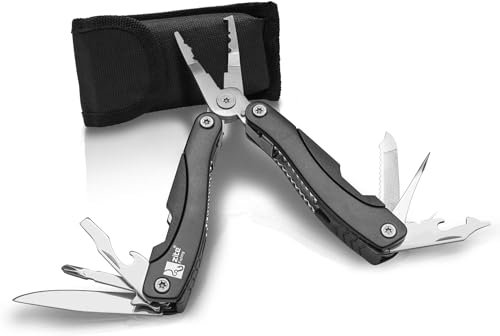Zite Fishing 12-in-1 Angelzange - Edelstahl Angel-Werkzeug Taschen-Messer Sprengring-Zange Hakenlöser mit Gürteltasche