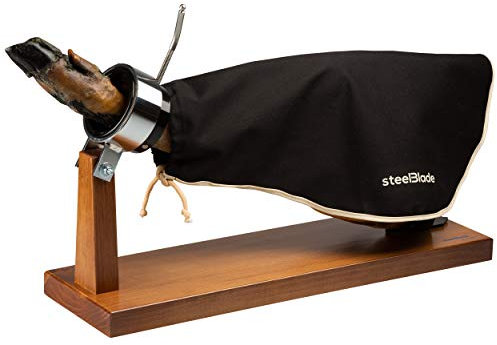 Steelblade - Cubre Jamón Color Negro con Borde Beige - Algodón 50% - Funda Jamón Extra Largo de 55 cm - Ideal Tanto para Jamones como Paletas