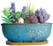 vaso rettangolare per bonsai in ceramica da 7,9 pollici con vassoio piccolo contenitore per piante succulente per cactus, scatola per finestra da giardino con vassoio in bambù