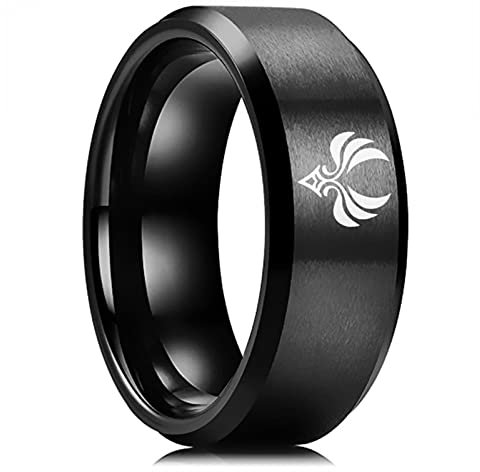 Nicey Anime Genshin Schlagringe Auge Gottes Wasser Wind Donner Feuer Felsen EIS Element Ring Cosplay Schmuck Zubehör Für Männer Schwarz