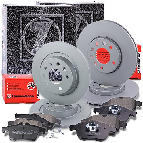ZIMMERMANN Bremsenset inkl Bremsscheiben Vorne Belüftet Ø 285 mm + Hinten Voll Ø 278 mm und Bremsbeläge Vorne und Hinten Kompatibel mit OPEL SIGNUM CC (Z03), VECTRA C, SAAB 9-3
