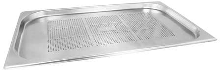 Acense Stainless Steel 1/1 Gastronorm Height 2cm 2.5Litre Perforated Large Food Container Catering Tray –for Roasting, Gastro Trays and Catering Use.