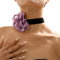 Wendalern Boho Nero Velluto Girocollo Collana 3d Viola Rosa Fiore Collana Raso Floreale Collana Collare Esagerato Grande Fiore Collana Cosplay Regali Gioielli Per Le Donne Ragazze