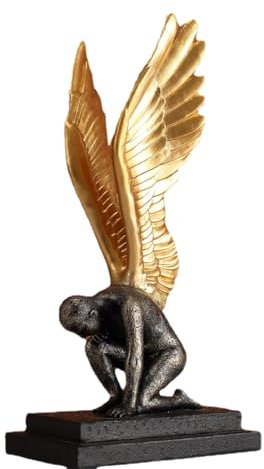 AAHIFIT Minimalistische moderne Engel Figur Statuen für Home Office Bücherregal Dekoration (Goldene Flügel B)