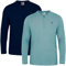 JRC 2 Pack Mens Long Sleeve Henley Shirts, Lightweight Henley Tops for Gym, Running & Casual Outings (Navy, Stone Blue, XL)