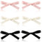6pcs Pinces Cheveux Mignonnes, Couleur Unie, Pinces à Noeud en Ruban, Accessoires Cheveux pour Femmes, Filles (Rose, Blanc, Noir)