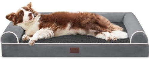WESTERN HOME Hundebett Grosse Hunde Hundekörbchen Mittelgroße Hunde, Orthopädisches Hundebett Abwaschbar Mit Rand Dunkelgrau L 106 x B 76 x H 19 cm