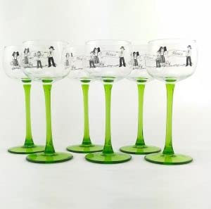 Boeckling - Lot de 6 Verres à vin d'Alsace Pied Vert, décor Couple Alsaciens 15 cl - BOECKLING