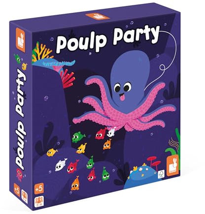 Janod - Kraken-Party - Gesellschaftsspiel Kind - Geschicklichkeits- und Denkspiel - 1 bis 4 Spieler - FSC-Zertifiziert - Ab 5 Jahre - J02622