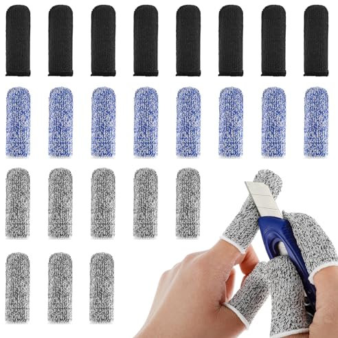 Ouligay 24Pcs Finger Cots Cut Resistant Finger Protectors Finger Gloves Thumb Protector Finger Sleeve Protectors for Garden, Kitchen, Work, Sculpture