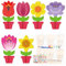DKINY 12 Blumen aus Holz, 3D Blumen Holzbastelsets für Kinder, Tulpen Gerbera Blumentöpfe zum Basteln und Bemalen, Kreativesets Geschenk Junge Mädchen in Frühling, Muttertagsgeschenk von Sohn Tochter