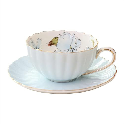 Tazza da tè in stile inglese, in ceramica vintage reale, motivo floreale, set di tazze da tè include 1 tazza e 1 piattino, set da tè in porcellana, tazze da cappuccino, tazze da latte per compleanno