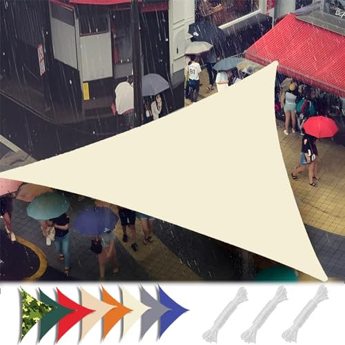 MAJINGC Toldo Vela De Sombra Triangular 1x1x1M Protección Rayos 95% UV impermeableToldo con Protección Solar Lona De Sombra De Sol para Patio Jardín Pergola Terraza Blanquecino
