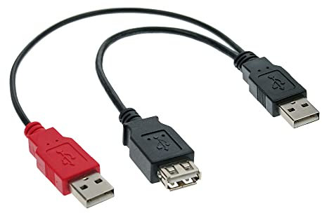 InLine 34510Z USB 2.0 Y-Anschlusskabel, 2x Stecker A an Buchse A, 0,2m