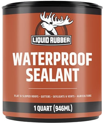 Liquid Rubber Waterproof Sealant - Multi-Surface Leak Repair Indoor and Outdoor Coating, Water-Based, Easy to Apply, Original Black, 1 Quart