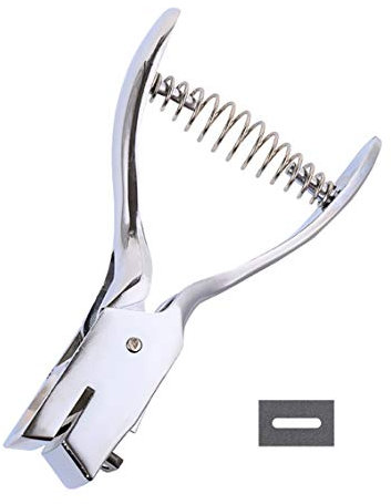 Kucaa Metall Silber Hand-Held Hole Punch RechteckSlot Form Zange für PVC-Karten Badge Foto ID-Karten 15x3mm