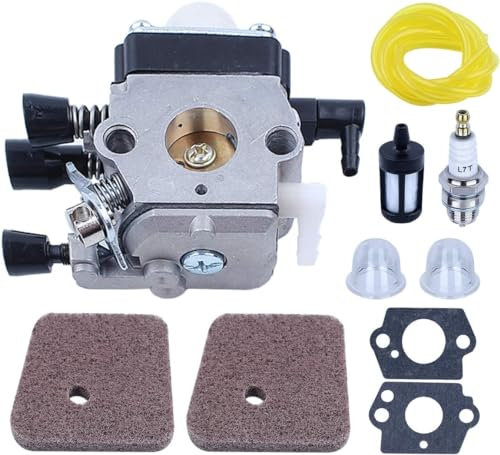 Kit Carburador para Stihl FS38 FS45 FS46 FS55 HS45 HK45 KM55 FC55 Desbrozadora, ADEFOL Carburador con Juntas + Bujía + Filtro + Primer Bombilla Piezas de Repuesto Accesorio