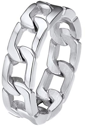 PROSTEEL Bandring Herren Damen Simpel Panzerkette Design Ring Cuban Link Band Ring 6mm breit Biker Ringe Modeschmuck Größen 54,57,59,62,64,67 Edelstahl/18k vergoldet/schwarz