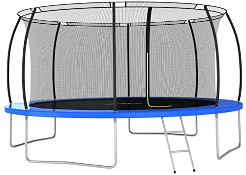 vidaXL Trampolin Set mit 2-Stufen-Leiter Regenschutz Kinder Gartentrampolin Kindertrampolin Komplettset Outdoor Rund 460x80cm 150kg