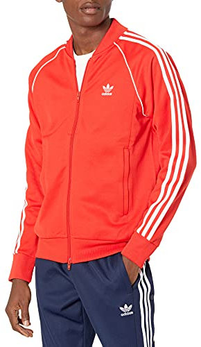 adidas Originals Men's Adicolor Classics Primeblue SST Track Jacket, Red/White, XL