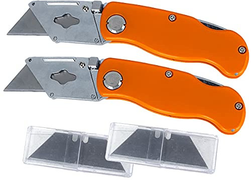 LEDLUX 2 Kit Taglierini Pieghevole Professionale,Coltello Multiuso Tascabile + 10 Lame 18mm Forma T SK5