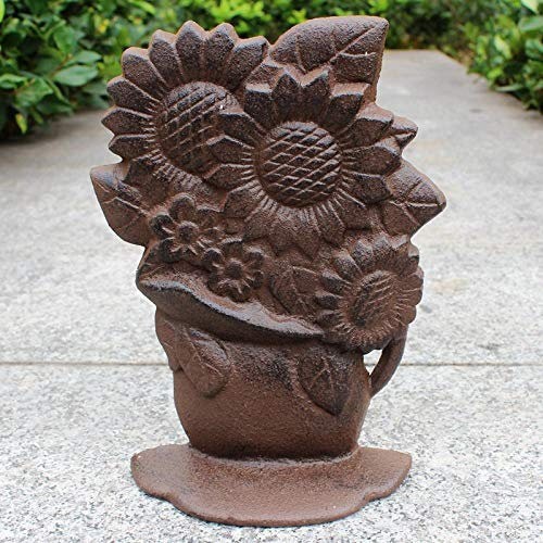 WLLLO European-Style cast Iron Wrought Iron Retro Door Stop Door top Door Stop Door Bumper Door Stop Home Garden Decoration Ornaments-Sunflower