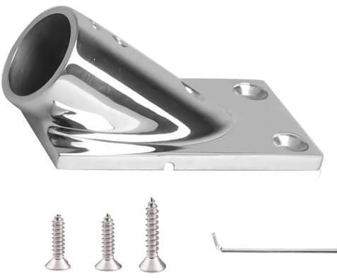 9Tong Schwerer Stahl Flansch Sockel Schiene Edelstahl Flansche aus Edelstahl Rohr Rechteckiges Schienenbeschläge für Boote Stütze Flansch Sockel Handlauf Yacht SUS316 30 Grad für 22mm Rohr