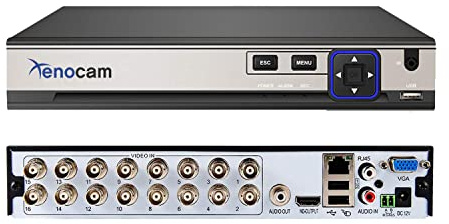 Xenocam 16CH 5M-N/1080N Full High Definition Hybrid für AHD/TVI/CVI/Analog/Onvif IP DVR H.265 CCTV Videorecorder P2P Fernüberwachung für Home Security Überwachungssystem Kamera (ohne HDD)
