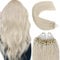 YoungSee Microring Extensions Echthaar 60 cm Platinblond Microring Extensions Blond Microring Loop Extensions Aus Echthaar 50g Invisible Haarverlangerung Micro Haare Glatt Natürlich Haare 1g/s #60A
