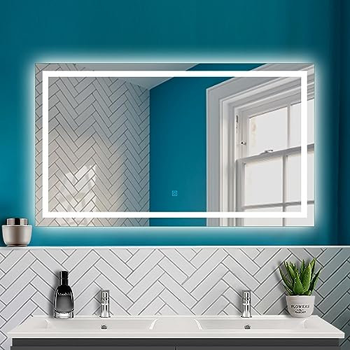 HAPAOSO Miroir de Salle de Bain 150x80cm avec éclairage LED Miroir Mural Horizontal et Vertical + avec Anti-buée + contrôle Tactile (lumière Blanche Froide 6000k)