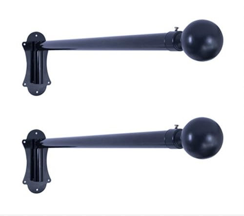 2Stück Schwenkarm Vorhangstange, Eisen Vorhangstange Tür Vorhangstange Mit Endstücken, Seitenpanele Fenster Gardine Display-Ständer Für Vordertür, Schwarz, 100cm