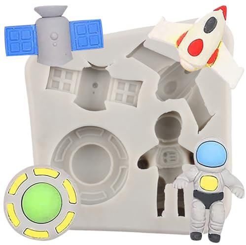 MINFEIDMS Astronaute Fondant Moules Fusée Vaisseau Spatial Moule En Silicone Vaisseau Spatial Avion Moule Pour Décoration De Gâteaux Cupcake Topper Chocolat Bonbons Pâte De Gomme Argile Polymère
