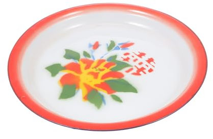 CIYODO Plateau À Thé Rétro De 30 Cm Plateau De Service En Émail À Motif Floral Aléatoire Pour Mariage Maison Et Fêtes