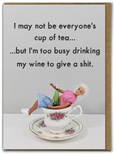 Bold & Bright - Funny Birthday Card - ‘Cup of tea’ - Hilariously Funny Cards For Women - Cheeky Cards For Her Female Friends Mates Partner - Novelty Humour Cards