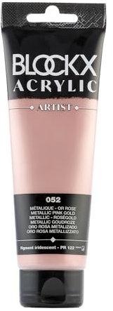 Blockx 60052BXC Acrylique Fine Semi-opaque et Satinée - Métallique - Or Rose Pigment iridscent/PR122 - 120ml