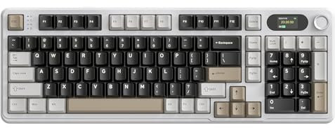 MAMBASNAKE × ATTACK SHARK X98 Tastiera Meccanica Senza Fili con Schermo LED e Manopola, Tastiera da Gioco Hot-Swap,Tastiera a Gasket con Bt/2.4g/Usb-C, QWERTY-Bianco