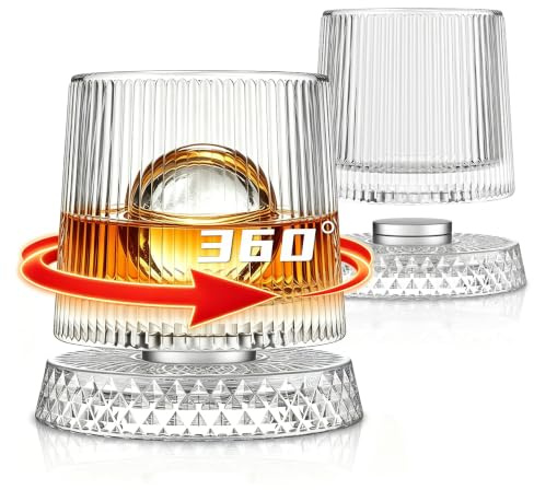 SoulTimes Lot de 2 verres à whisky rotatifs
