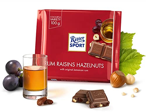 Ritter Sport Chocolat | Ritter Sport Avec Rhum Et Noix De Raisin | Chocolat Ritter Sport | Tablette De Chocolat Ritter Sport | 100 Gramme Total