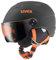 uvex junior Visor pro - Skihelm für Kinder - mit Visier - individuelle Größenanpassung - Black-orange matt - 52-54 cm