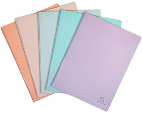 Exacompta - Réf. 88360E - 1 Protège-documents Aquarel - 30 pochettes cristal lisse - 60 vues - pour A4 - dim 24 x 32 cm - couverture en polypro semi-rigide - 5 couleurs pastels aléatoires