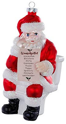 MAGIC Christbaumschmuck Weihnachtskugeln Figuren Glas mundgeblasen Weihnachtskugeln Weihnachtsschmuck Baumkugeln Baumschmuck, Santa bei der Arbeit, Glas, 13.5 cm, Figürlicher Glasschmuck