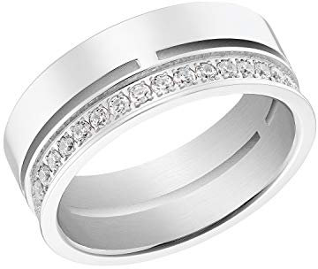 s.Oliver Ring Edelstahl Damen Ringe, mit Zirkonia synth., Silber, Kommt in Schmuck Geschenk Box, 2031470