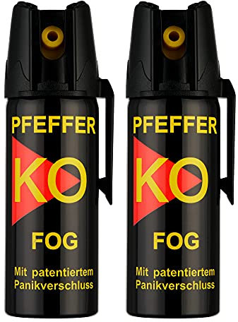KO Pfefferspray Jet | Fog Verteidigungsspray | Abwehrspray Hundeabwehr | zur Selbstverteidigung | Sparset | Made in Germany (FOG 50 ML 2 Stk)