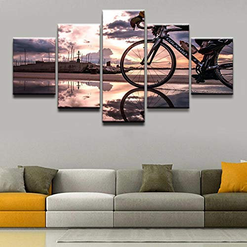 Moderne Wohnwand Dekor Leinwand Modulare Bild Kunst Hd Gedruckt Malerei Auf Leinwand 5 Stück Fahrrad Sonnenschein Radfahren Für Wohnzimmer,Ohne Rahmen