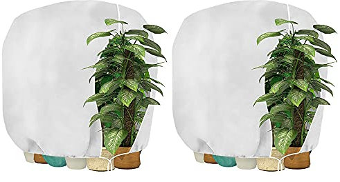 HERILIOS Winterschutz für Pflanzen, Frostschutz Pflanzenabdeckungen als Winterschutz, mit Reißverschluss für Baum Palmen Balkonpflanzen haube Zelt Atmungsaktiv - Reißfest,160x180cm Weiß 2 Stücke