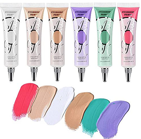 6 Colors Eyeshadow Makeup Primer, Ofanyia Liquid Eyeshadow Primer Matte Eyeshadow Primer Base, Waterproof Smudge-proof Long Lasting Eyeshadow Cream Eye Makeup (6 Colors)
