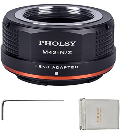 PHOLSY Objektivadapter für M42 42mm Schraubmontage-Objektiv und Nikon Z Kameragehäuse Kompatibel mit Nikon Zfc, Z30, Z9, Z8, Z6, Z6 II, Z7, Z7 II, Z5, Z50, M42 auf Nikon Z