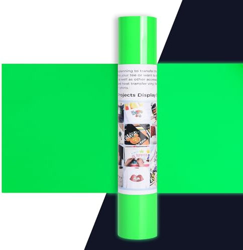 IModeur PU Plotterfolie Textil Grün Neon - 30,5 x 275 cm Flexfolie Plotter Textil Grün Fluoreszierend für Cricut Maker, Silhouette, Textilfolie Grün für Kleidung, Mützen, Hosen, andere Stoffe