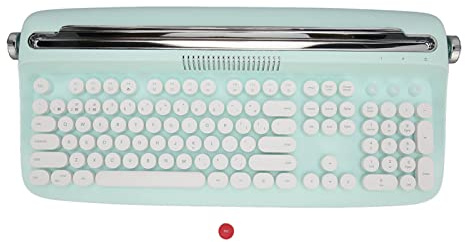 Septpenta Kabellose Schreibmaschinentastatur, Bluetooth 5.0 Vintage Stil 104 Tasten Tablet Tastatur, Kompakte Tragbare Runde Tastenkappen Integrierter Ständer Tablet Tastatur Smartphone Laptop(Grün)