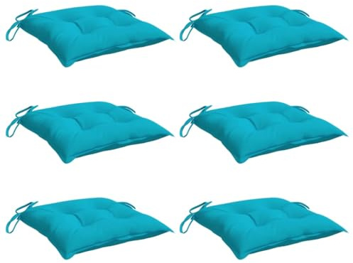 vidaXL Stuhlkissen 6 TLG., Kissen für Gartenmöbel Hocker Sofa, Wasserabweisendes Sitzpolster, Sitzkissen Stuhlpolster Gartenkissen, Türkis Stoff